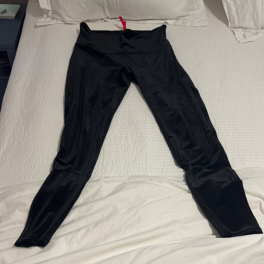Spanx Black Velvet High-Waisted Leggings